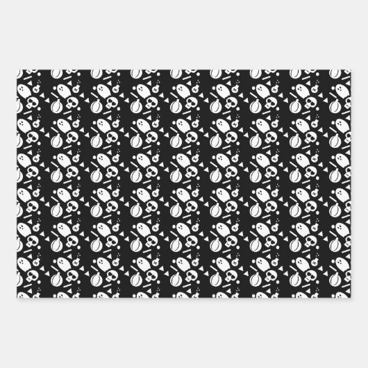ハロウィーンスケルトンカボチャ不気味の散水 ラッピングペーパーシート (正面)
