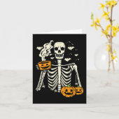 ハロウィーンスケルトンカボチャ秋おもしろい衣装 カード (黄色い花)