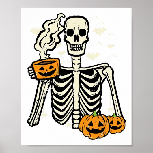 ハロウィーンスケルトンカボチャ秋おもしろい衣装 ポスター (正面)