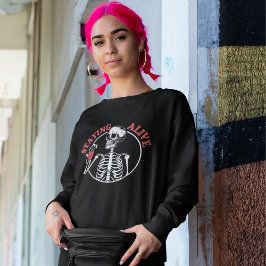 ハロウィーンスケルトンコーヒー生き残り スウェットシャツ