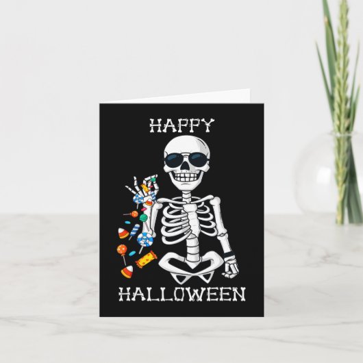 ハロウィーンスケルトンサルティングキャンディおもしろい カード (正面)