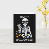 ハロウィーンスケルトンサルティングキャンディおもしろい カード (黄色い花)