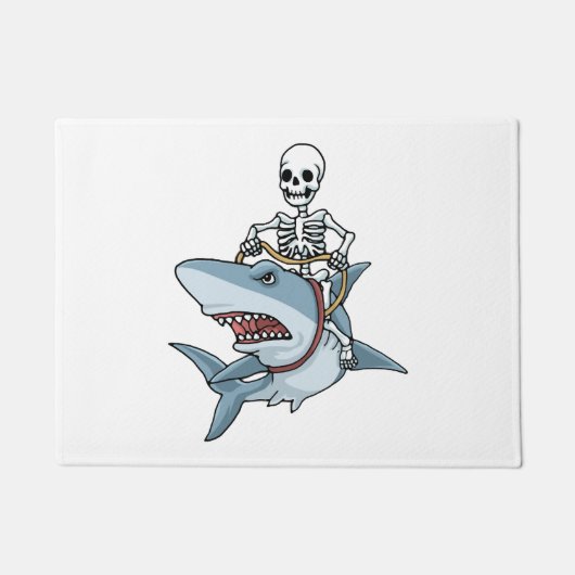 ハロウィーンスケルトンシャーク面白いハロウィーンギフト ドアマット (正面)