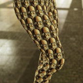 ハロウィーンスケルトンスカルパターンブラウン レギンス