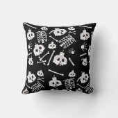 ハロウィーンスケルトンスカルボーンパターン クッション (裏面)