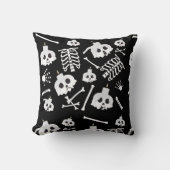 ハロウィーンスケルトンスカルボーンパターン クッション (正面)