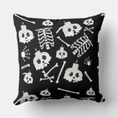 ハロウィーンスケルトンスカルボーンパターン クッション (裏面)