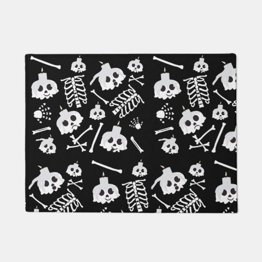 ハロウィーンスケルトンスカルボーンパターン ドアマット (正面)