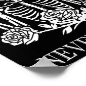 ハロウィーンスケルトンスカル女性コーヒーネブを飲む ポスター (角)