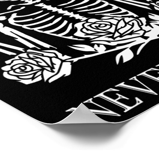 ハロウィーンスケルトンスカル女性コーヒーネブを飲む ポスター (角)