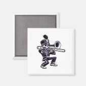 ハロウィーンスケルトンスクールマーチングバンドトロンボーンP マグネット (正面/裏面)