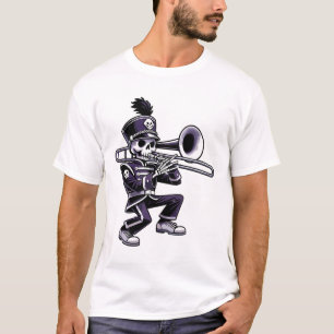 ハロウィーンスケルトンスクールマーチングバンドトロンボーンP Tシャツ