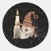 ハロウィーンスケルトンスパイダーウェブキャンドル ラウンドシール (正面)