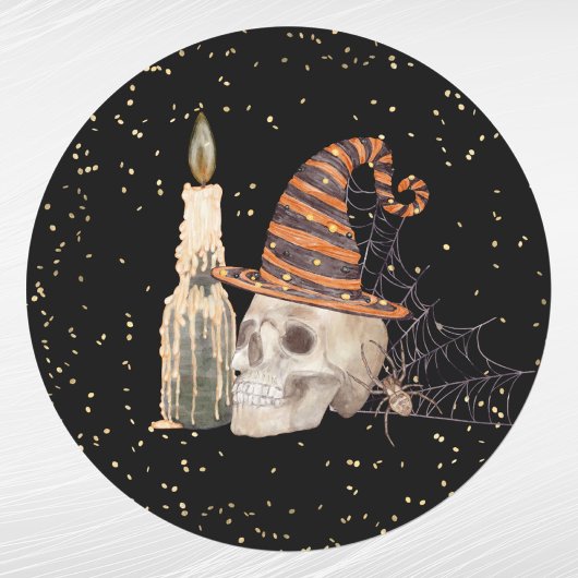 ハロウィーンスケルトンスパイダーウェブキャンドル ラウンドシール