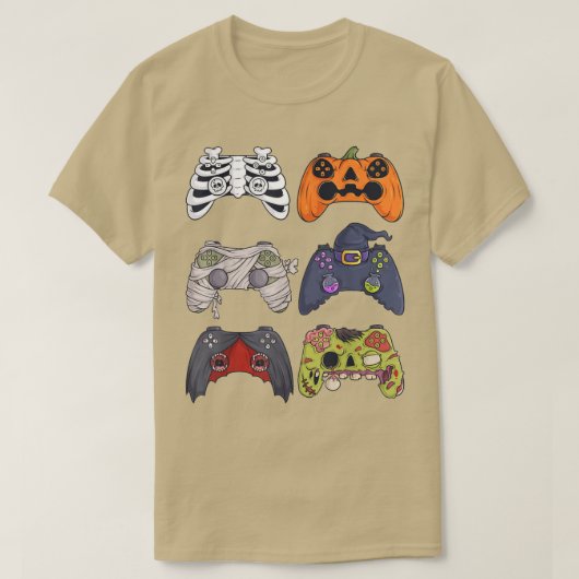 ハロウィーンスケルトンゾンビゲームコントローラミイラ Tシャツ (デザイン正面)