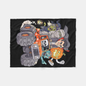 ハロウィーンスケルトンゾンビモンスタートラックヴァンパイアボー フリースブランケット (正面(横))