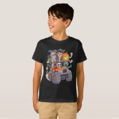 ハロウィーンスケルトンゾンビモンスタートラックヴァンパイアボー Tシャツ (正面フル)