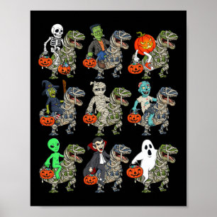 ハロウィーンスケルトンゾンビライディングミイラTレックスバンピ ポスター