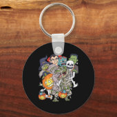 ハロウィーンスケルトンゾンビライディングミイラTレックス おもしろい キーホルダー (正面)