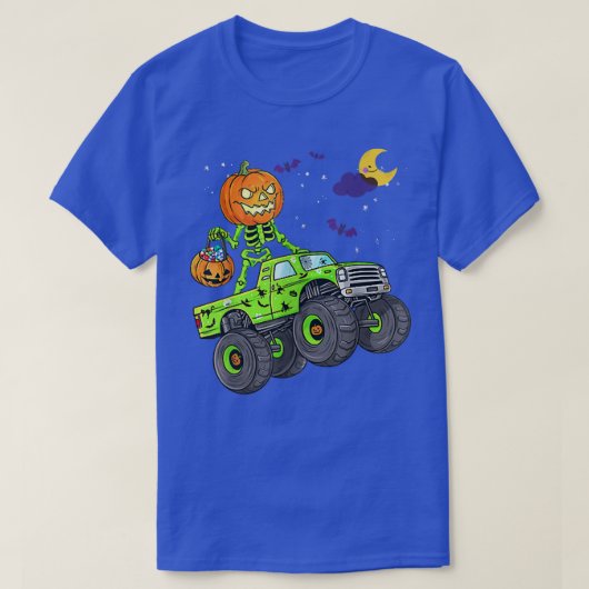 ハロウィーンスケルトンゾンビライディングモンスタートラックバン Tシャツ (デザイン正面)