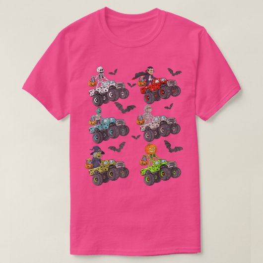 ハロウィーンスケルトンゾンビライディングモンスタートラックバン Tシャツ (デザイン正面)