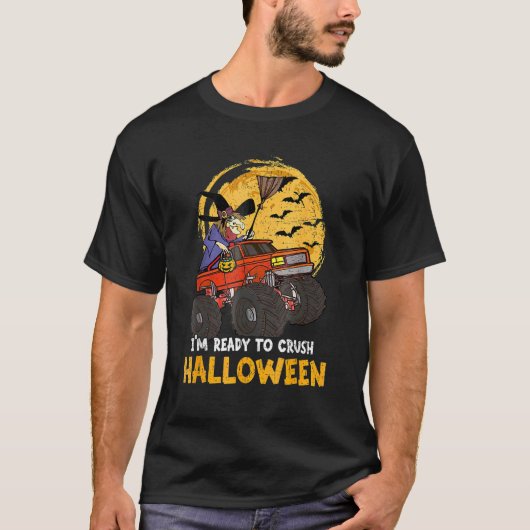 ハロウィーンスケルトンゾンビライディングモンスタートラックバン Tシャツ (正面)