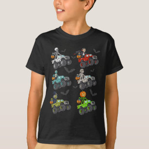 ハロウィーンスケルトンゾンビライディングモンスタートラックバン Tシャツ