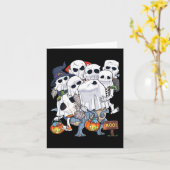 ハロウィーンスケルトンゾンビライドTレックスおもしろいパンプ カード (黄色い花)