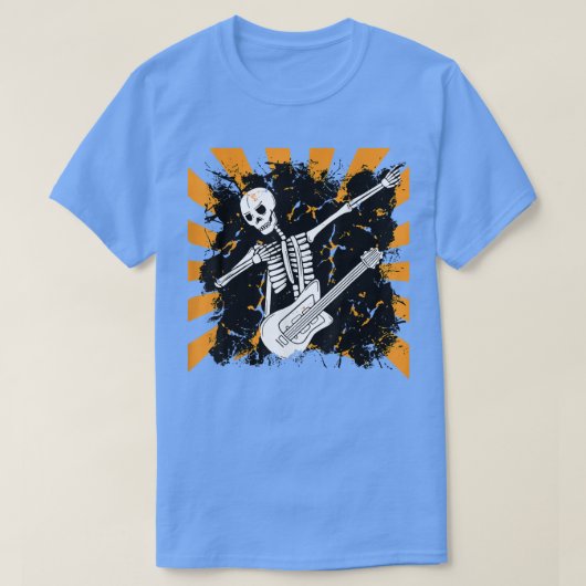 ハロウィーンスケルトンダブギター1567 Tシャツ (デザイン正面)