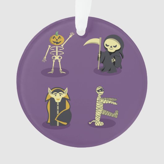 ハロウィーンスケルトンドラキュラミイラ死神 オーナメント (正面)