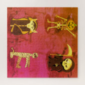 ハロウィーンスケルトンドラキュラミイラ死神 ジグソーパズル (横)