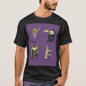 ハロウィーンスケルトンドラキュラミイラ死神 Tシャツ (正面)