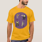 ハロウィーンスケルトンドラキュラミイラ死神 Tシャツ (正面)