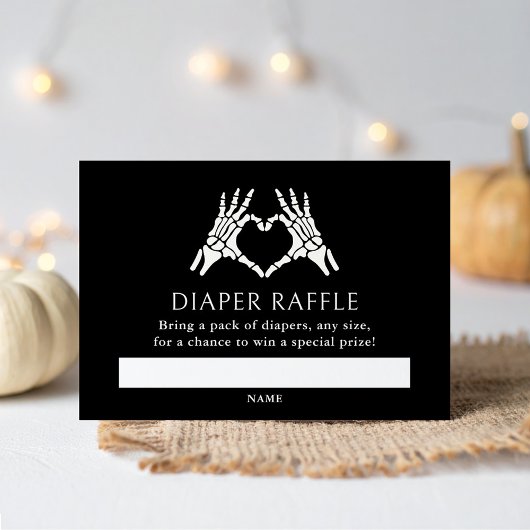 ハロウィーンスケルトンハンズおむつラッフルチケット エンクロージャーカード