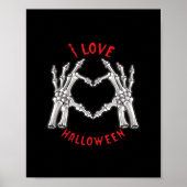 ハロウィーンスケルトンハンドハートおもしろいことわざ ポスター (正面)
