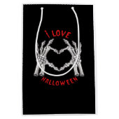 ハロウィーンスケルトンハンドハートおもしろいことわざ ミディアムペーパーバッグ (正面)