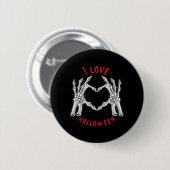 ハロウィーンスケルトンハンドハートおもしろいことわざ 缶バッジ (正面&裏面)