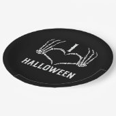 ハロウィーンスケルトンハンドハートかわいい女性ガールズキ ペーパープレート (アングル)