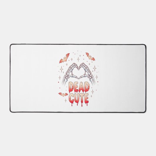 ハロウィーンスケルトンハンドハート、こうもり、および血液 デスクマット (正面)