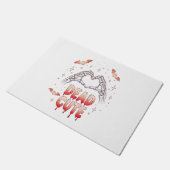 ハロウィーンスケルトンハンドハート、こうもり、および血液 ドアマット (アングル)