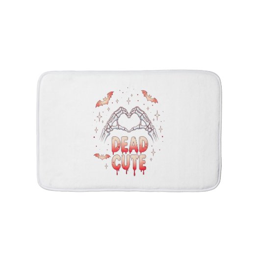 ハロウィーンスケルトンハンドハート、こうもり、および血液 バスマット (正面)