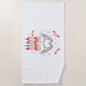ハロウィーンスケルトンハンドハート、こうもり、および血液 ビーチタオル (正面)