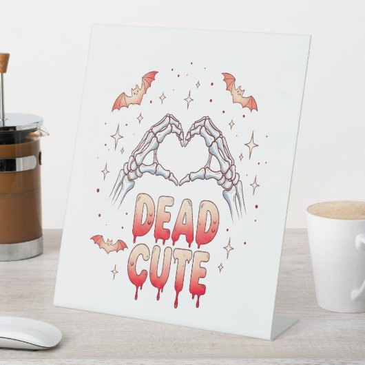 ハロウィーンスケルトンハンドハート、こうもり、および血液 台座サイン (インサイチュ)