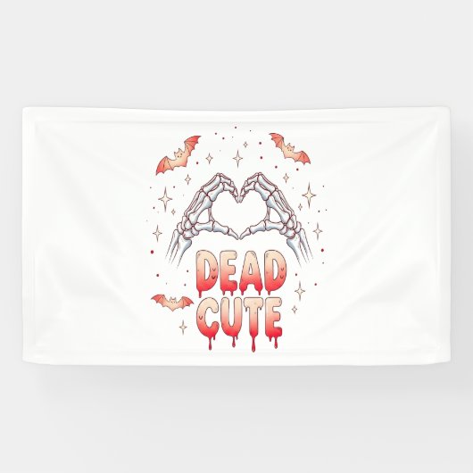 ハロウィーンスケルトンハンドハート、こうもり、および血液 横断幕 (横)