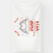 ハロウィーンスケルトンハンドハート、こうもり、および血液 横断幕 (縦)