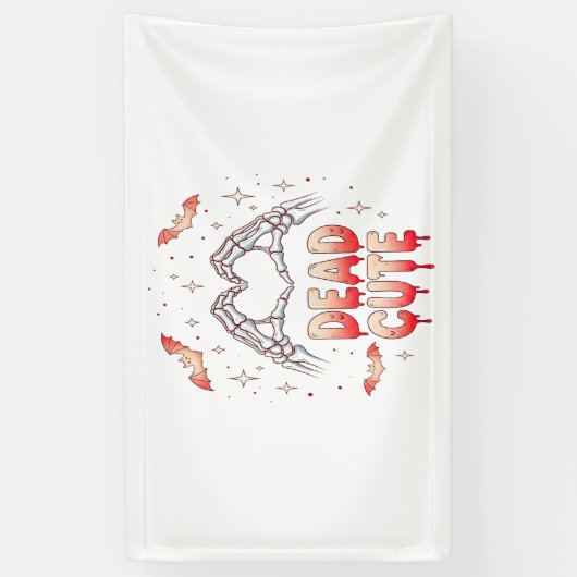 ハロウィーンスケルトンハンドハート、こうもり、および血液 横断幕 (縦)