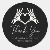 ハロウィーンスケルトンハンドベビーシャワー ラウンドシール (正面)