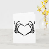 ハロウィーンスケルトンハート手 カード (黄色い花)