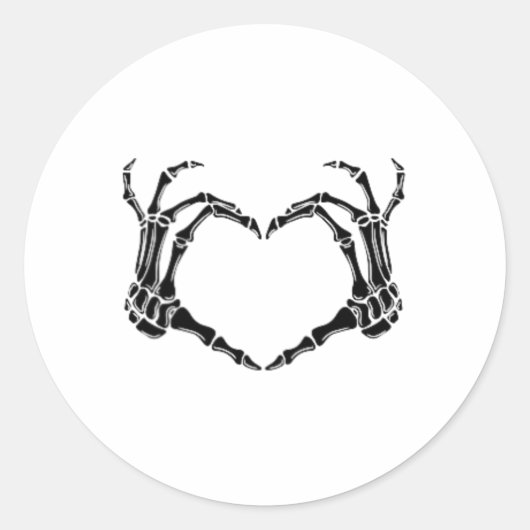 ハロウィーンスケルトンハート手 ラウンドシール (正面)