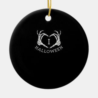 ハロウィーンスケルトンハート秋 セラミックオーナメント
